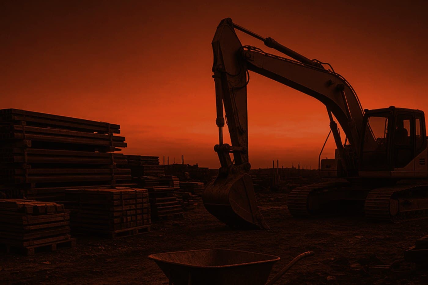 Construction plant and site equipment — no people.